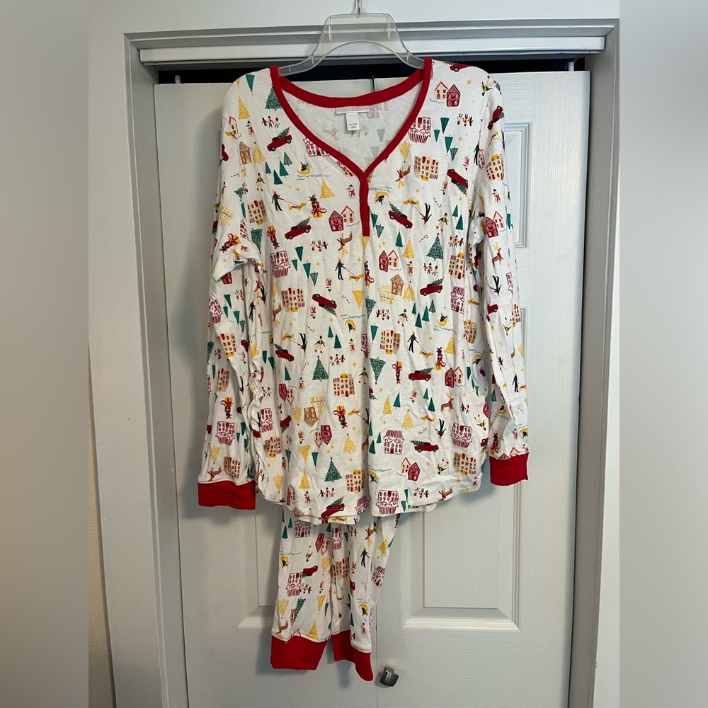 LC Lauren Conrad Maternity Pajama Set with Red and White Holiday Print